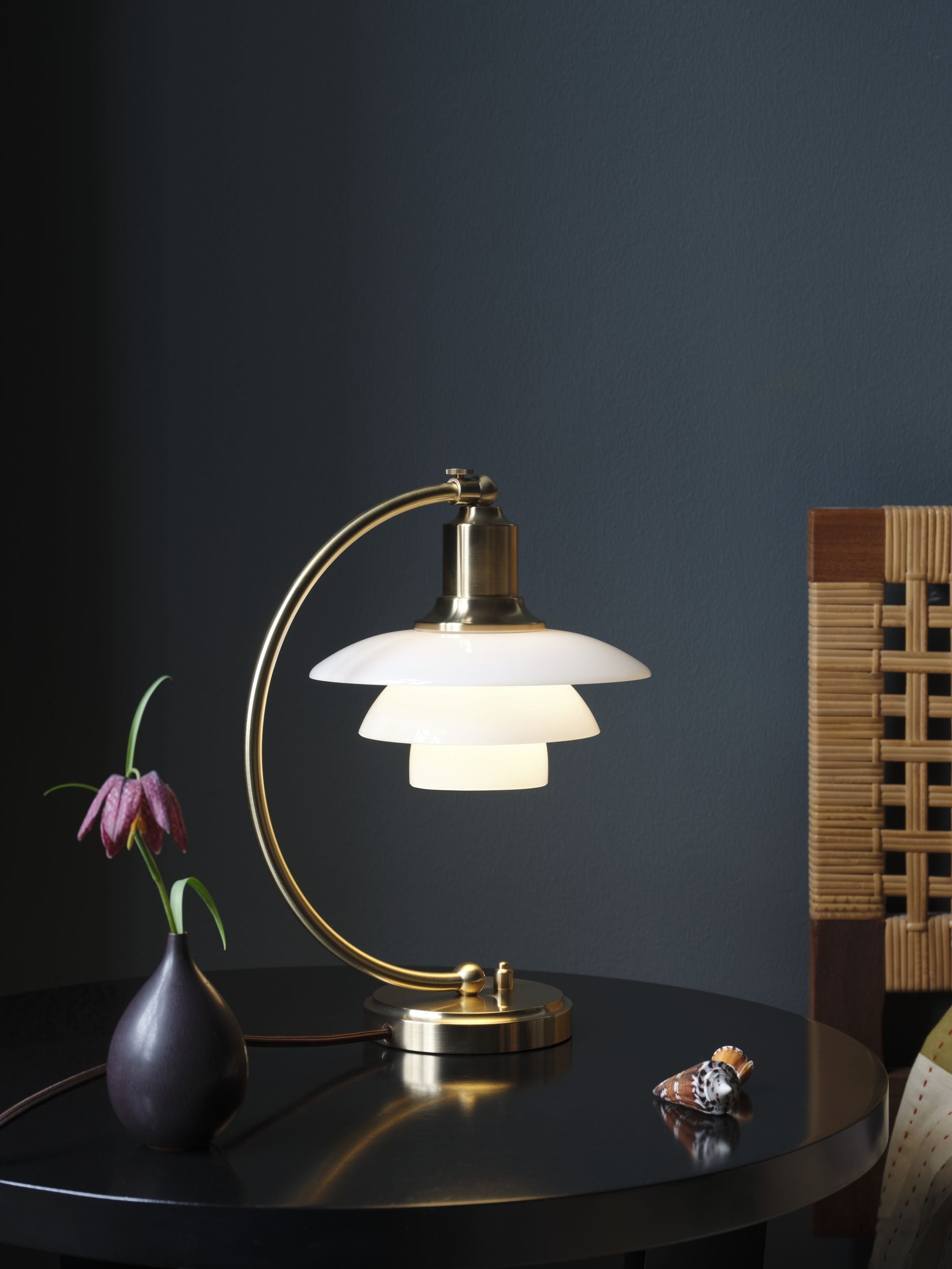 Louis Poulsen Ph 2/2 Luna Table Lamp, Brass/Opal Glass