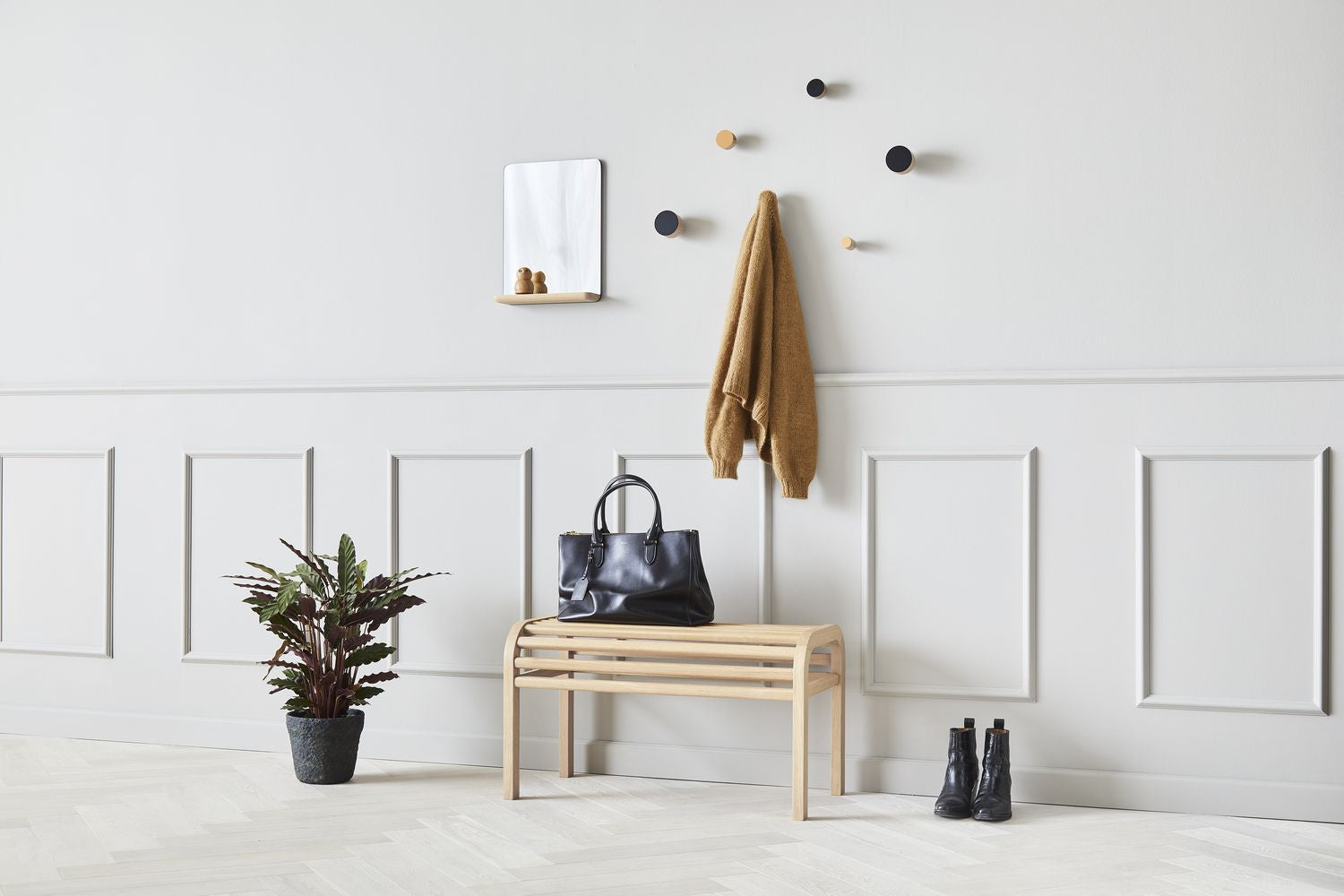 Andersen Furniture Kontrastkrokuppsättning av 2 Ø3 cm, ek/beige