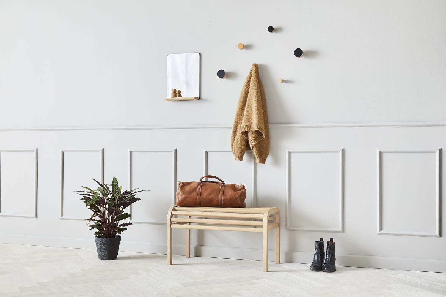 Andersen Furniture Contrast Hook Set di 2 Ø3 cm, quercia/beige