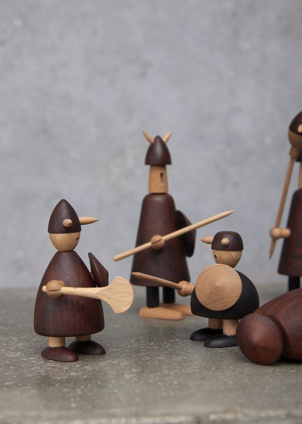 Andersen Furniture De Vikingen van Denemarken houten figuur, set van 3