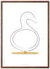 Brainchild Swan Design Schets Poster Gemaakt Van Donker Hout 70x100 Cm, Witte Achtergrond