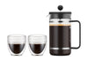 Bodum Bistro Set Coffee Maker And Pavina Outdoor Glasses 8 Cups, 2 Pcs.