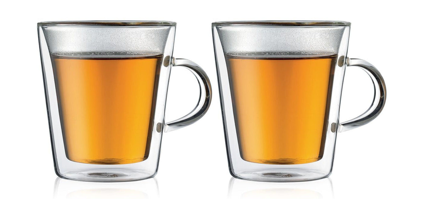 Taza de la cantina Bodum con mango de doble pared transparente, 2 pcs.