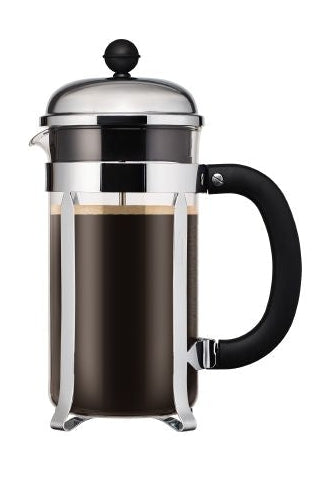 BODUM Chambord French Press Kaffemaskine med blødt grebhåndtag og knop Rustfrit stål 1 L, 8 kopper