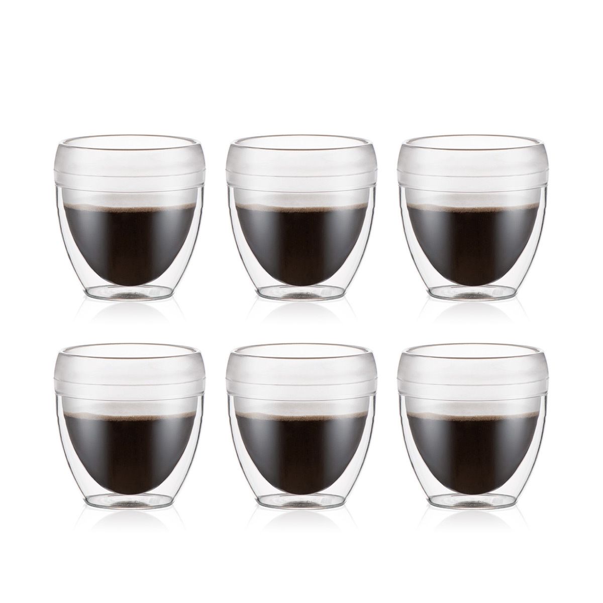 Bodum Pavina Taza al aire libre transparente de doble pared 0.25 L, 6 PC.