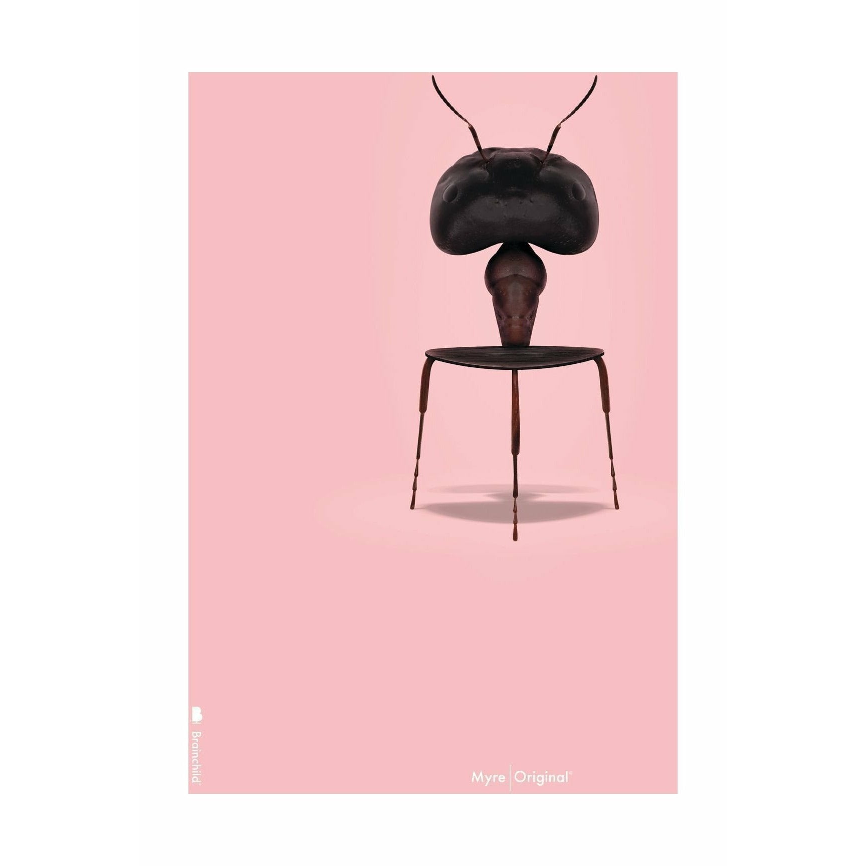 brainchild Affiche classique de fourmi sans cadre 70 x100 cm, fond rose