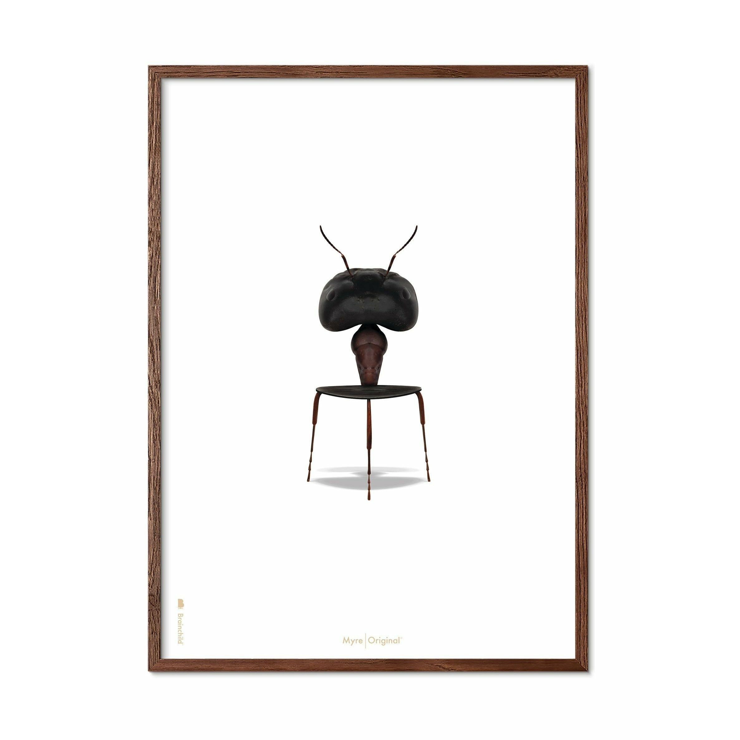 Brainchild Ant Classic Affisch, Dark Wood Frame A5, vit bakgrund