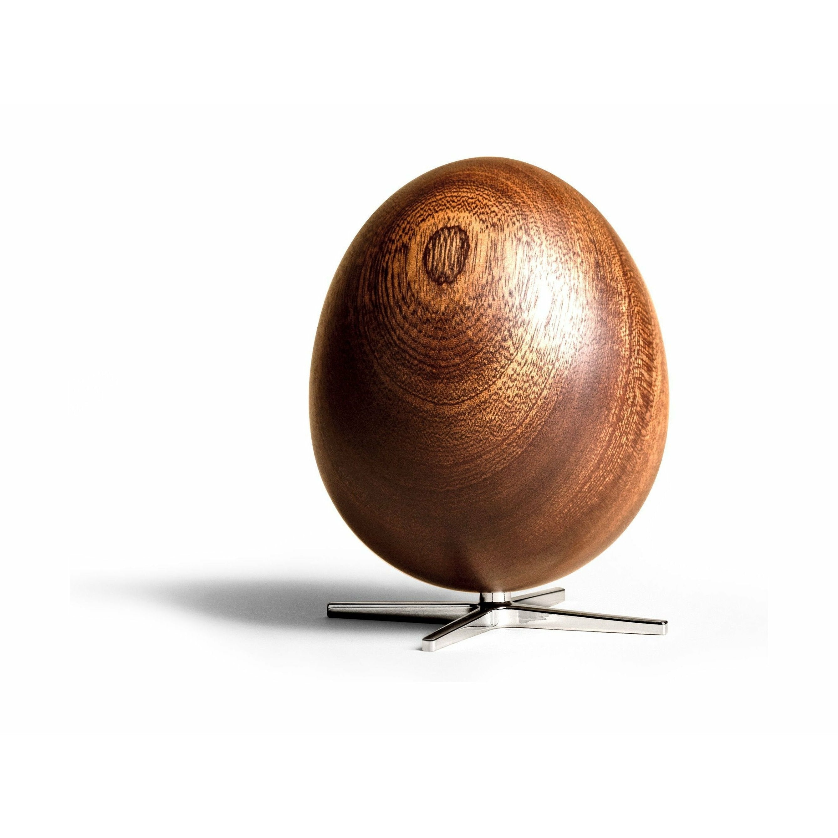 Brainchild the uovo in legno in mogano, piede d'argento