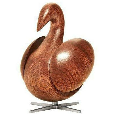 Hugarfóstur svanar tréfigur mahogany, stálgrunnur