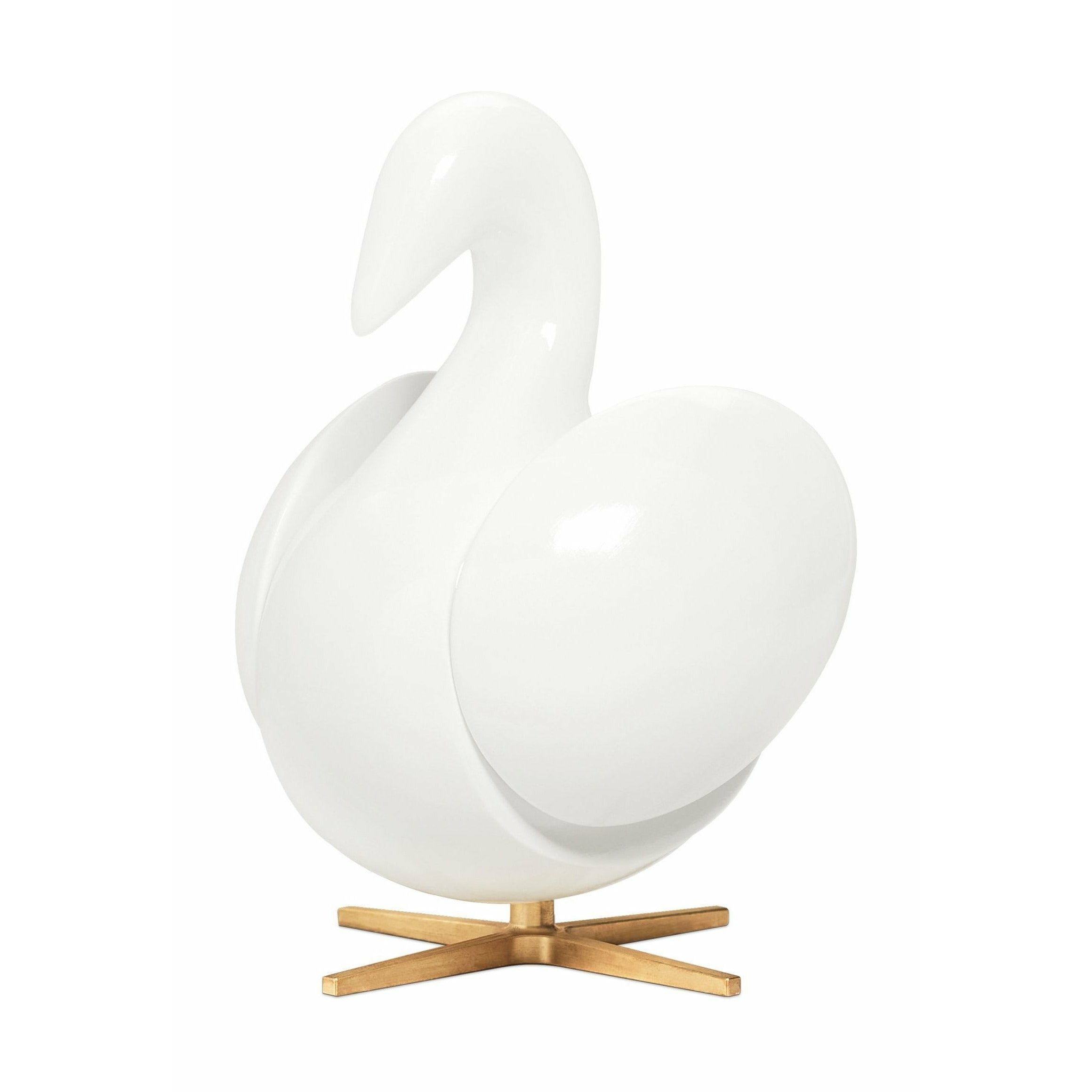 Brainchild De la figure en bois de cygne en acajou blanc, base en laiton