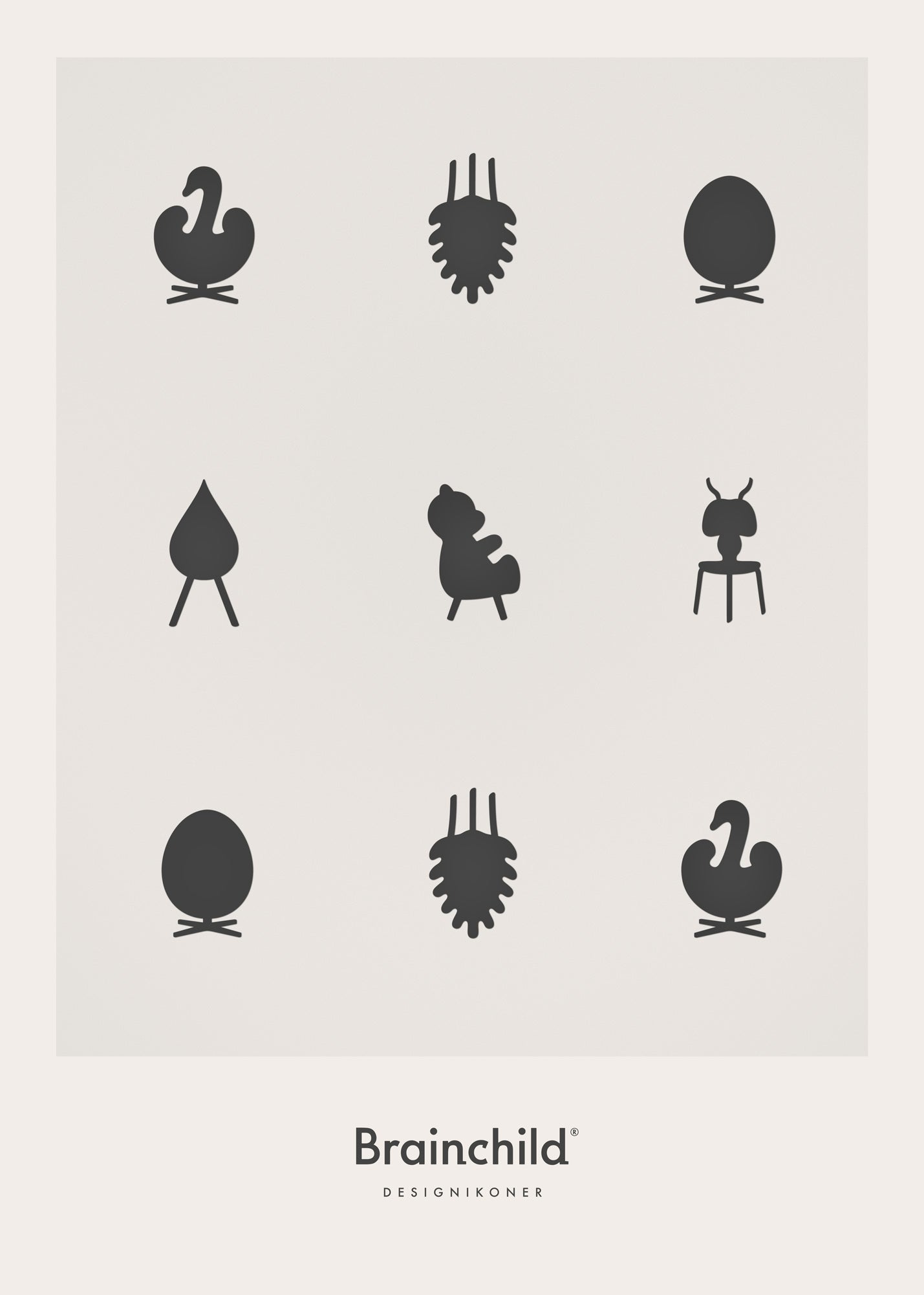 Brainchild Design Icons Poster uten ramme 50x70 cm, lysegrå