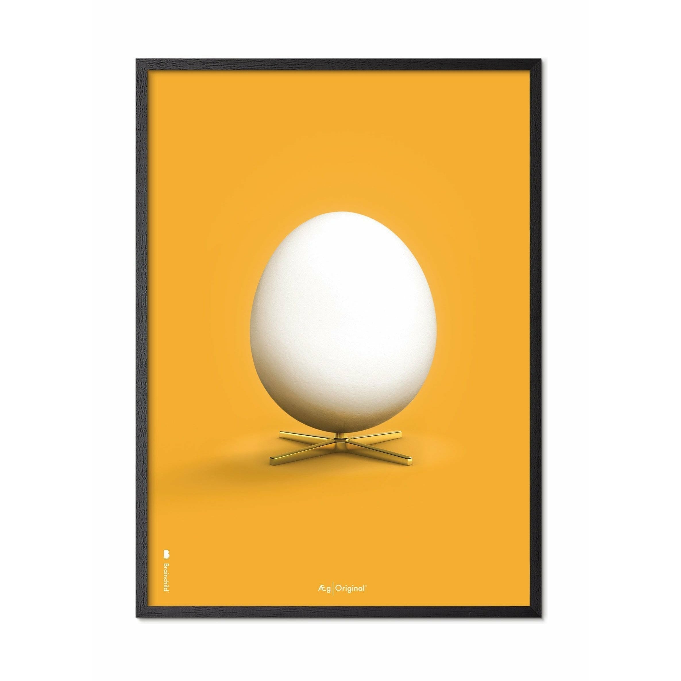 Brainchild Egg Classic Poster, Ramme i svart lakkert tre A5, gul bakgrunn