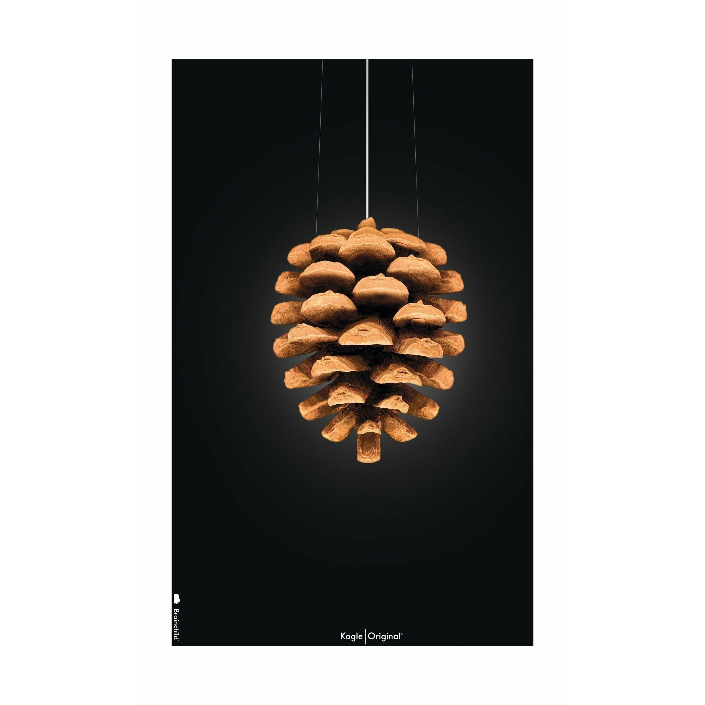 Poster classico del cono di pino da un'idea senza cornice 70 x100 cm, sfondo nero
