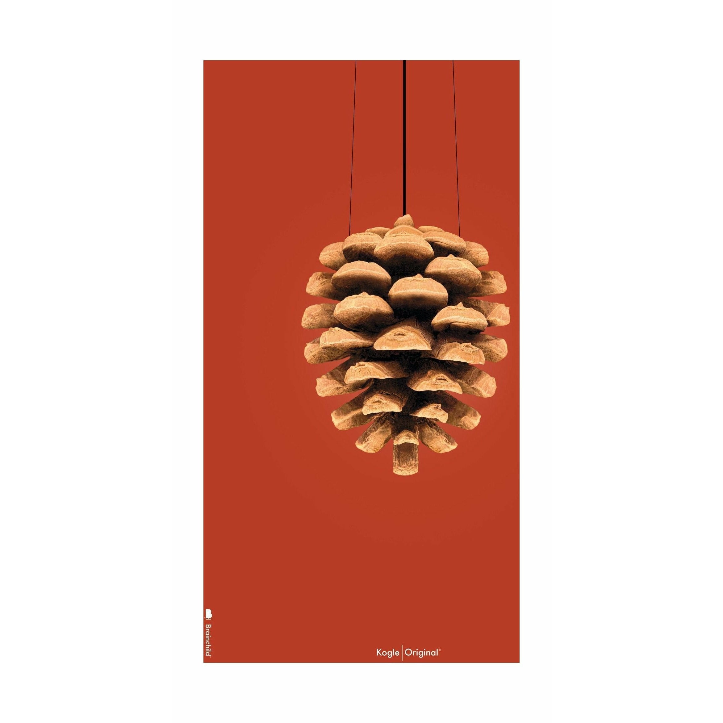 Poster classico di cono di pino da frutto senza fotogramma A5, sfondo rosso