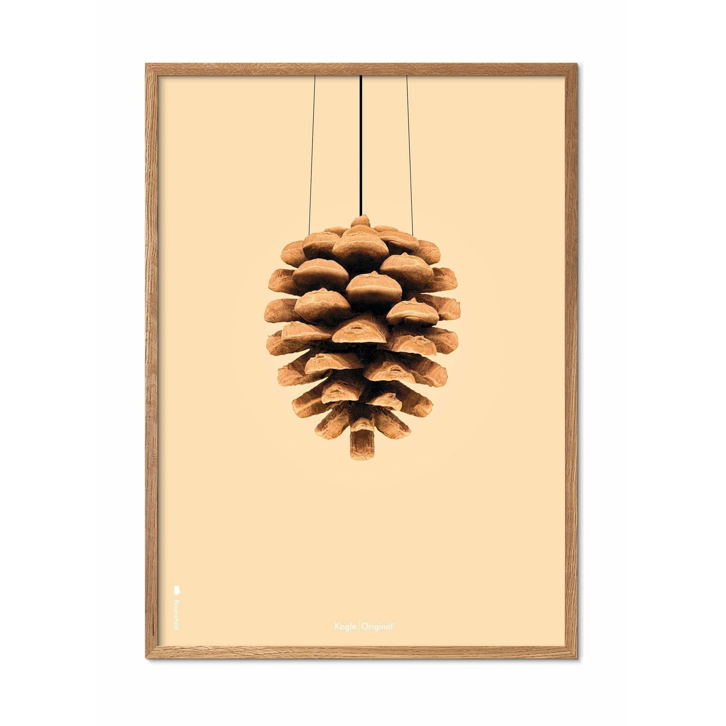 Brainchild Pine Cone Classic Poster, ram gjord av lätt trä 30x40 cm, sandfärgad bakgrund