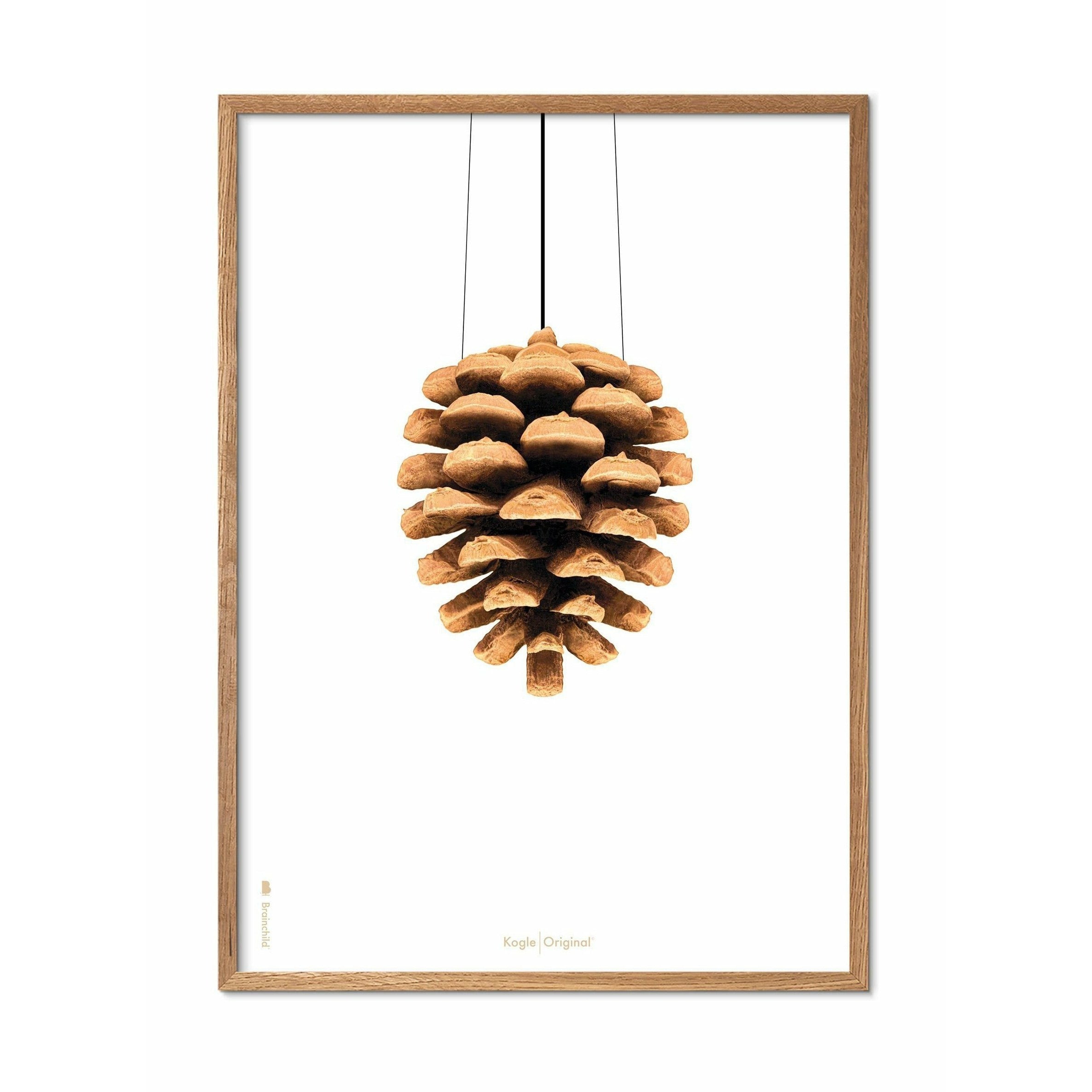 Brainchild Pine Cone Classic Poster, ramme lavet af let træ A5, hvid baggrund