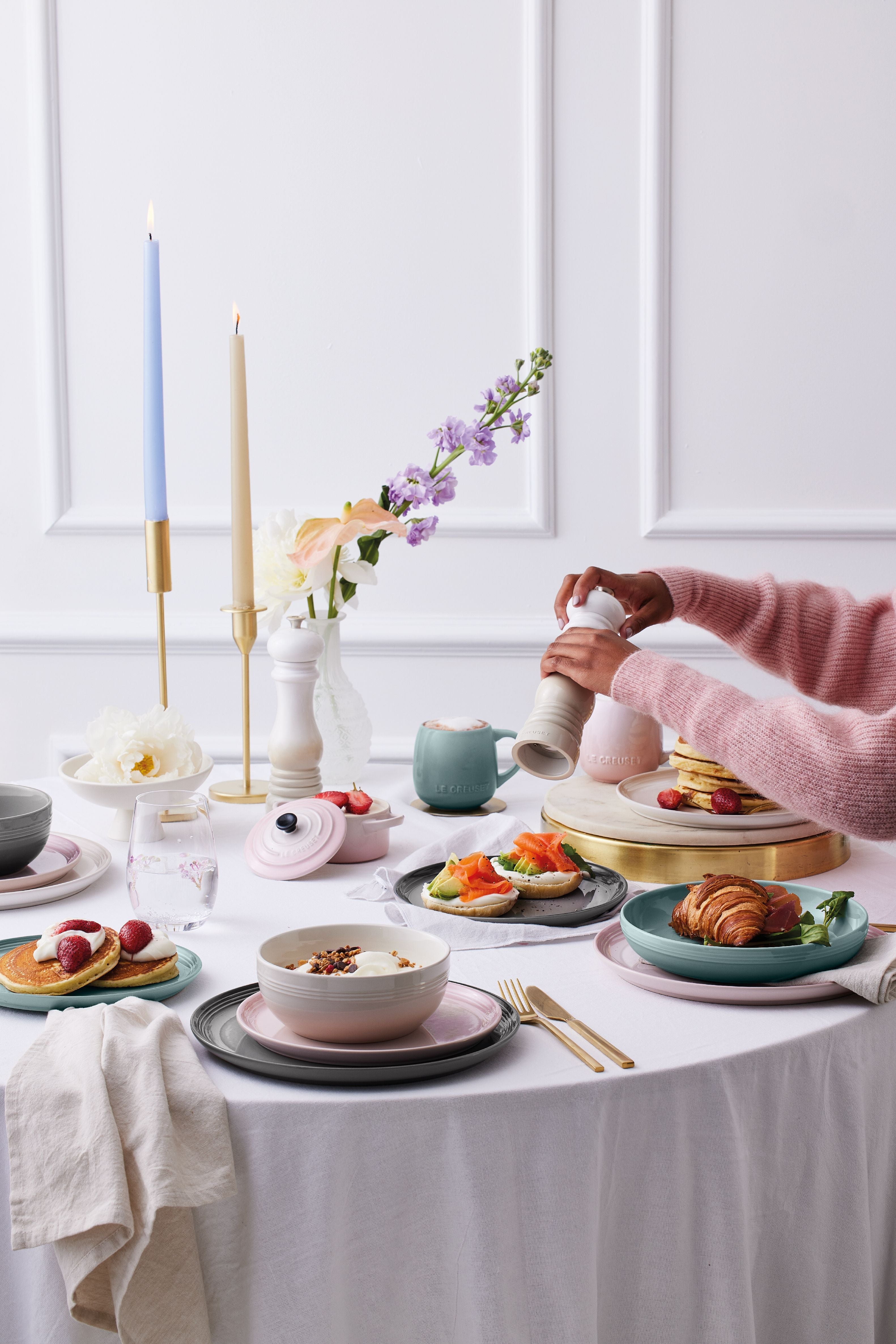 Piastra laterale di le creuset coupé, rosa conchiglia