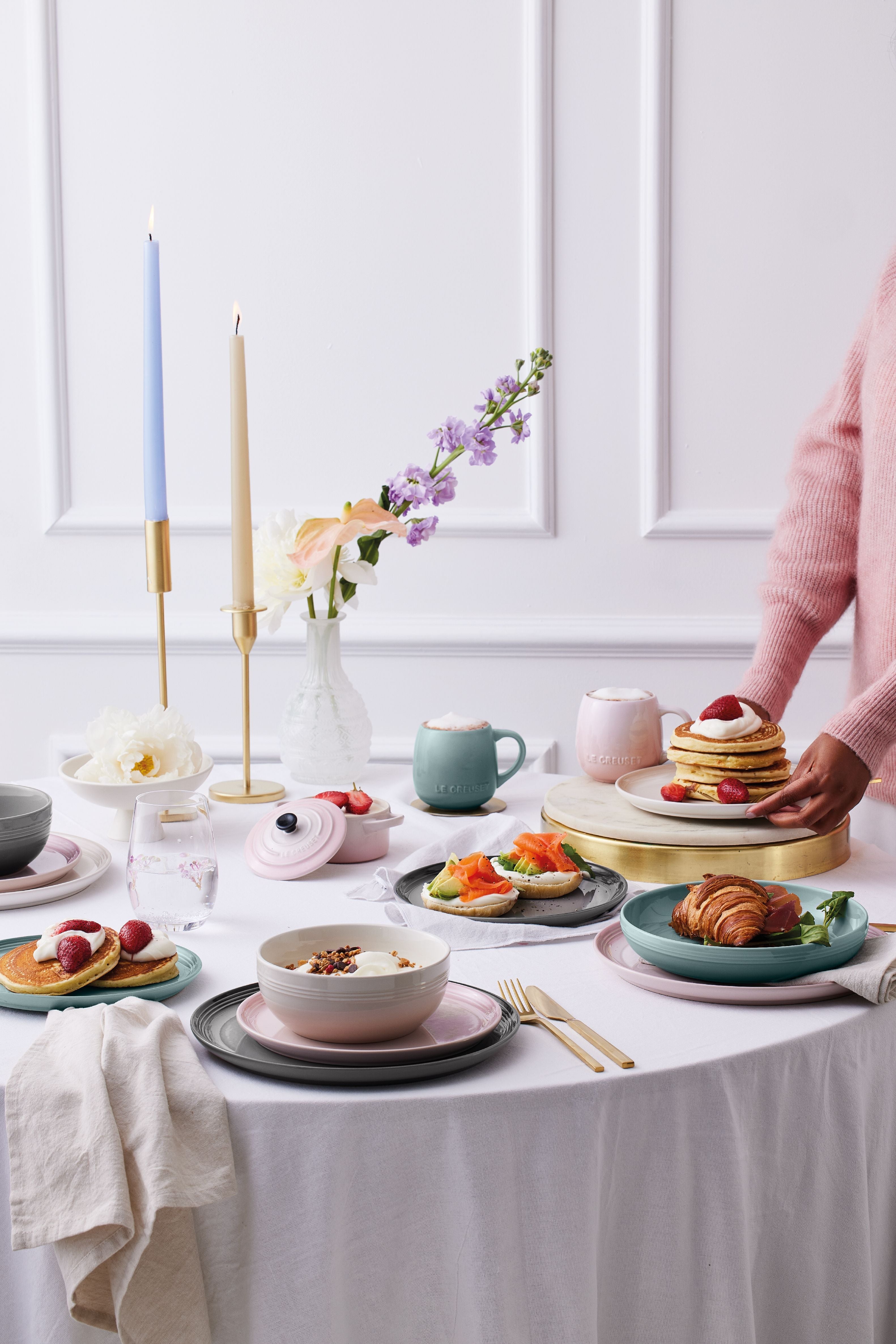 Piastra laterale di le creuset coupé, rosa conchiglia