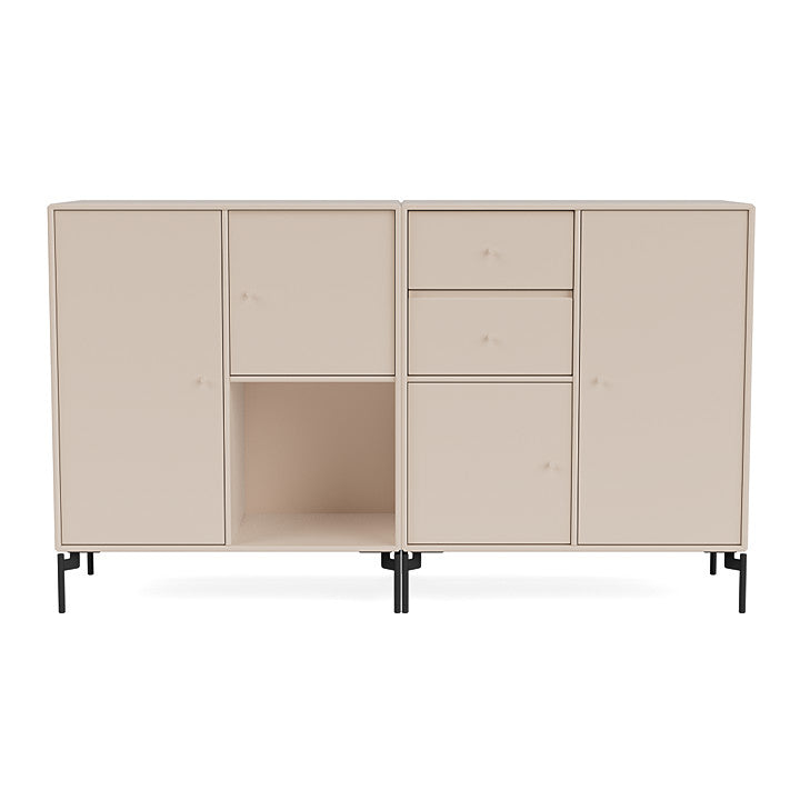 Montana paar dressoir met benen, klei/zwart