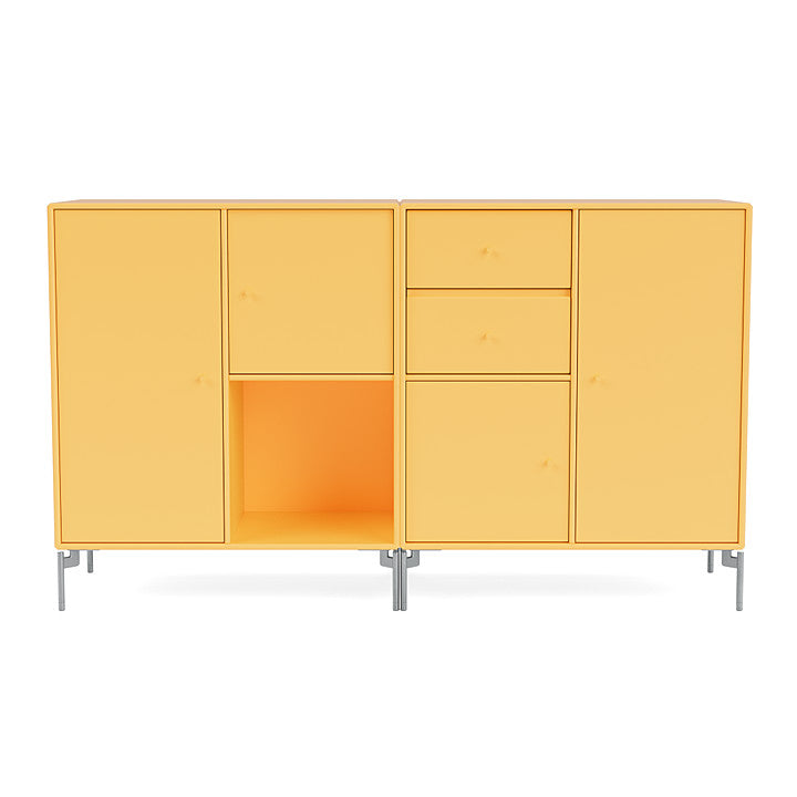 Sideboard della coppia del Montana con gambe, Acacia/Matt Chrome