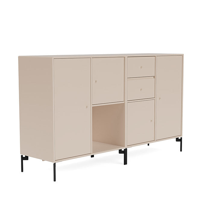 Montana paar dressoir met benen, klei/zwart