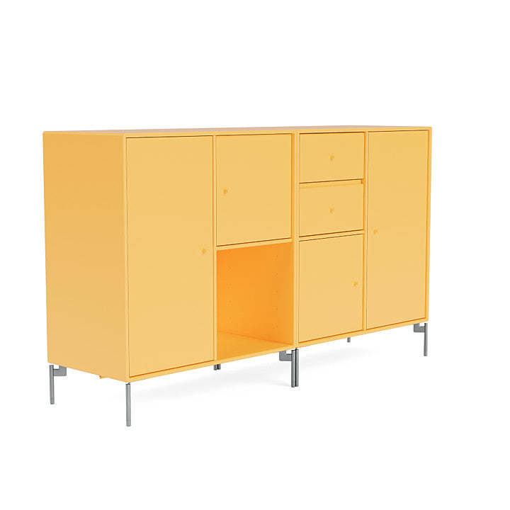 Montana Pare Sideboard con piernas, Acacia/Matt Chrome