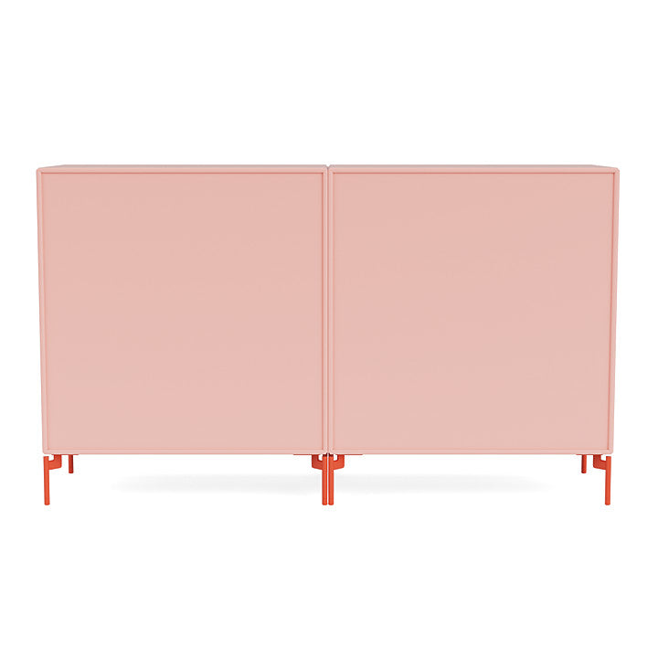 Sideboard di coppia del Montana con gambe, rubino/rosa