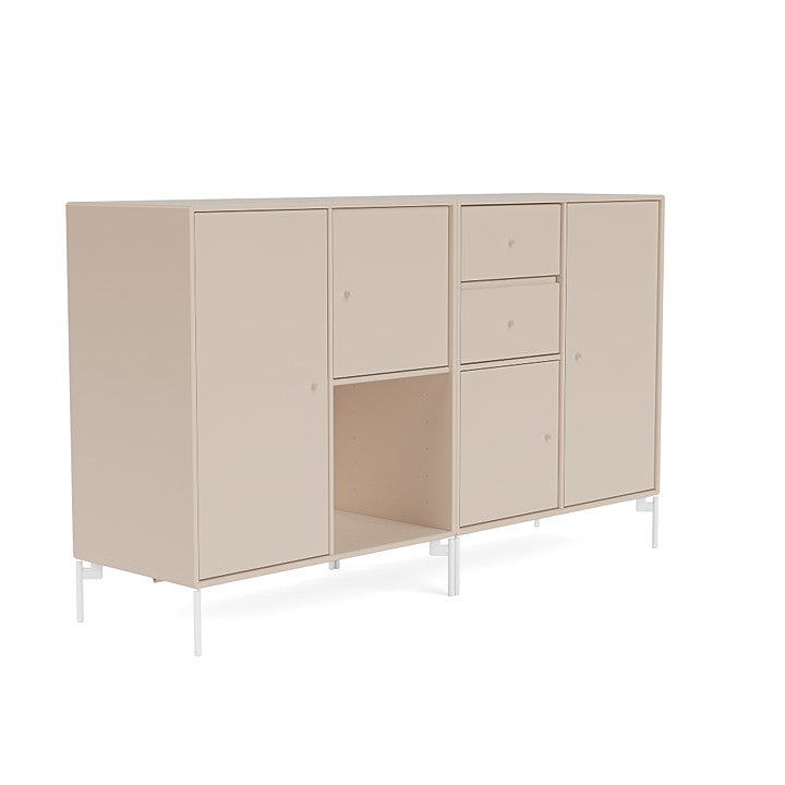 Sideboard di coppia del Montana con gambe, argilla/neve bianca