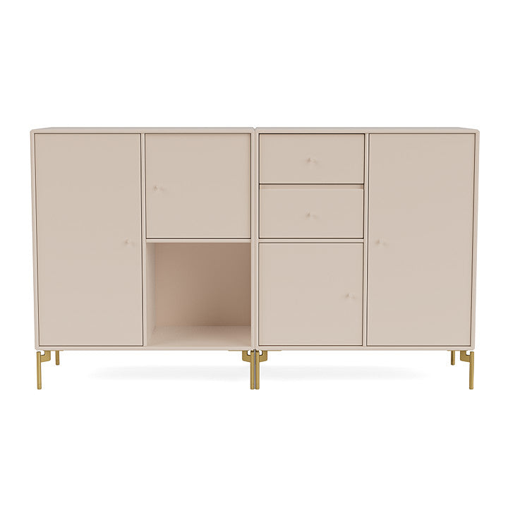 Montana -paar dressoir met benen, klei/messing