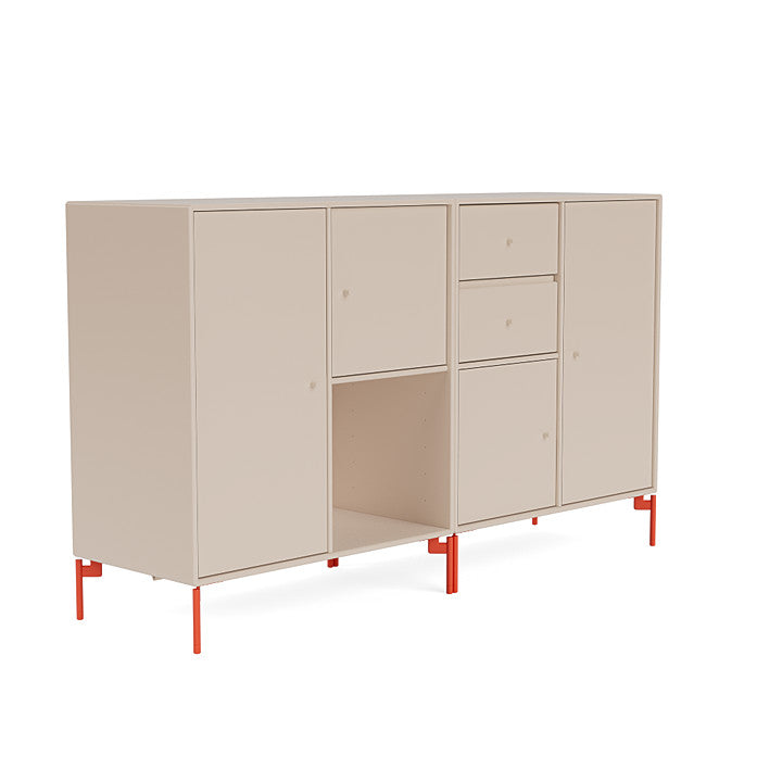 Montana -paar dressoir met benen, klei/rozehip