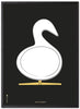 Brainchild Swan Design Schets Poster Frame Van Zwart Gelakt Hout 50x70 Cm, Zwarte Achtergrond