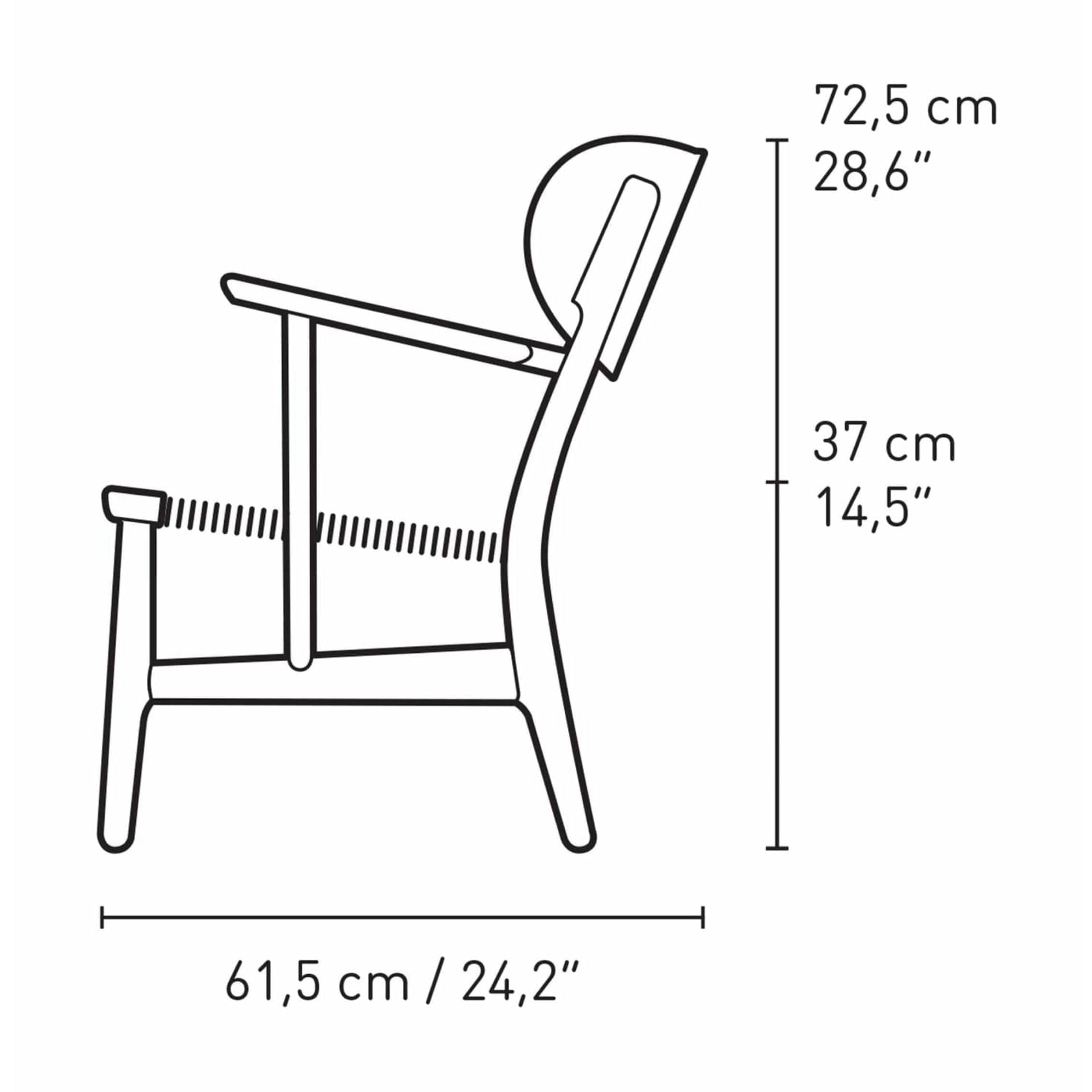 卡尔·汉森（Carl Hansen）CH22休息椅橡木，法鲁红/天然绳