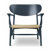 Carl Hansen CH22 sedia da salone in quercia, blu del mare nord/cavo naturale