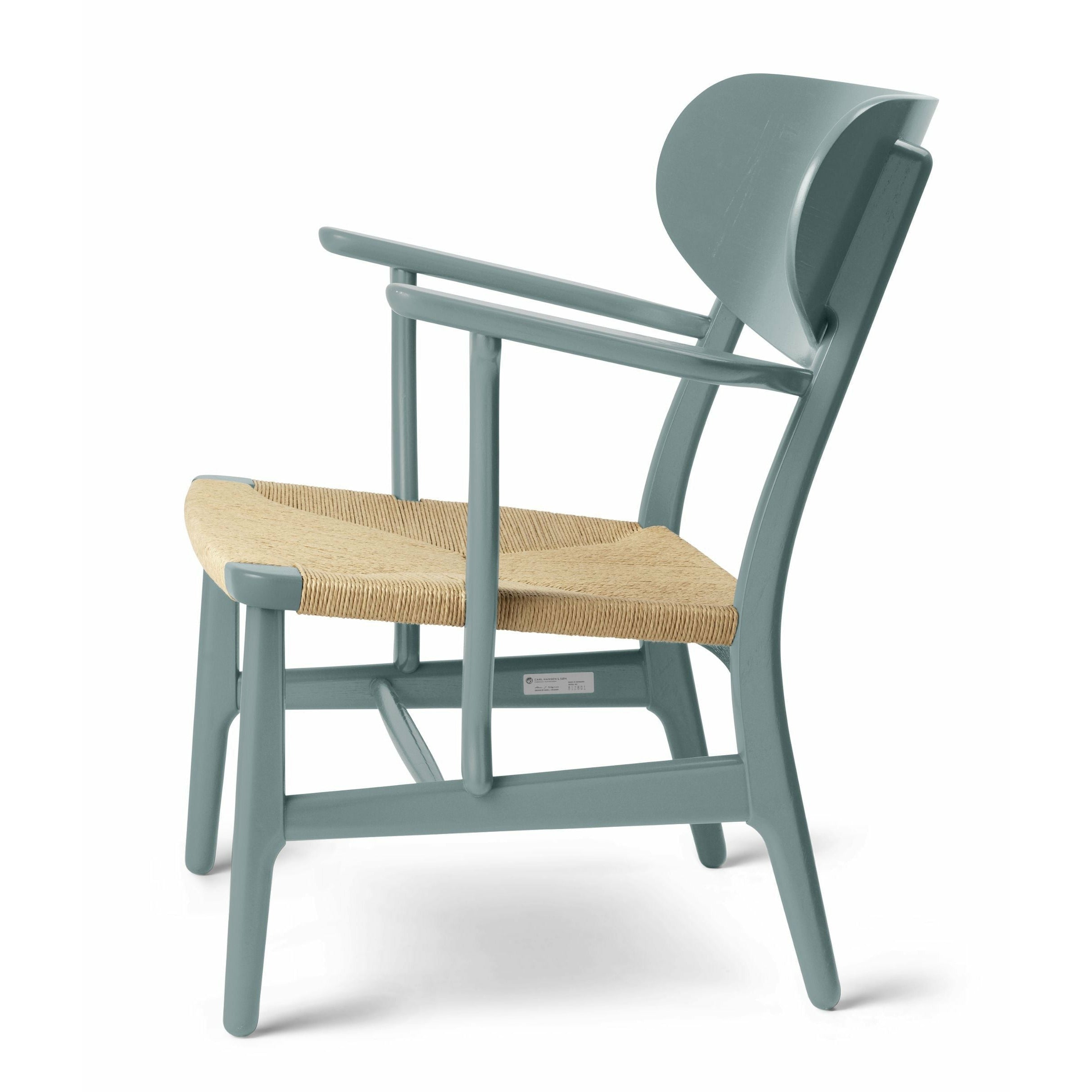 Carl Hansen CH22 sedia da salone in quercia, peltro blu/vimini naturali