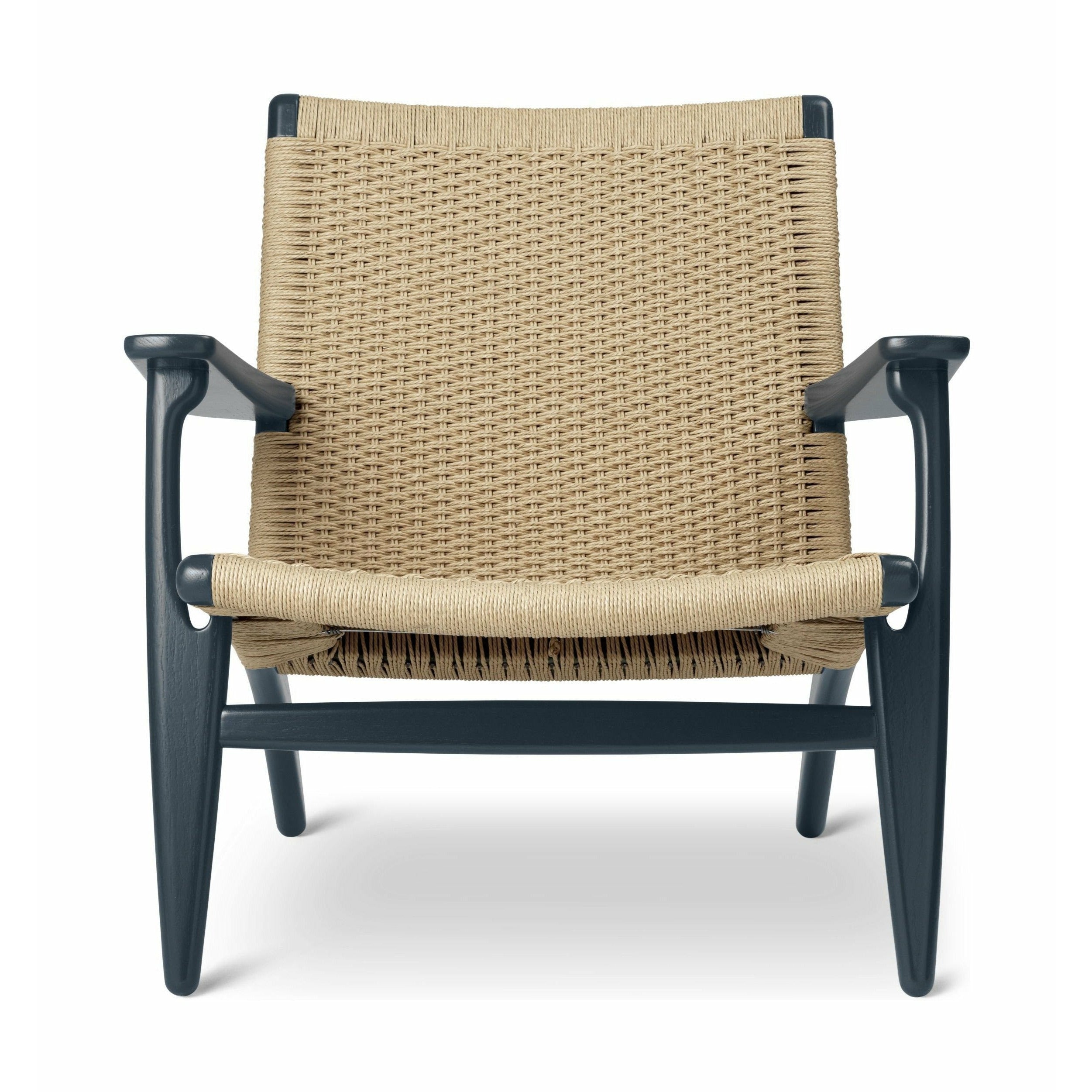 Carl Hansen CH25 sedia da salone in quercia, blu del mare nord/cavo naturale