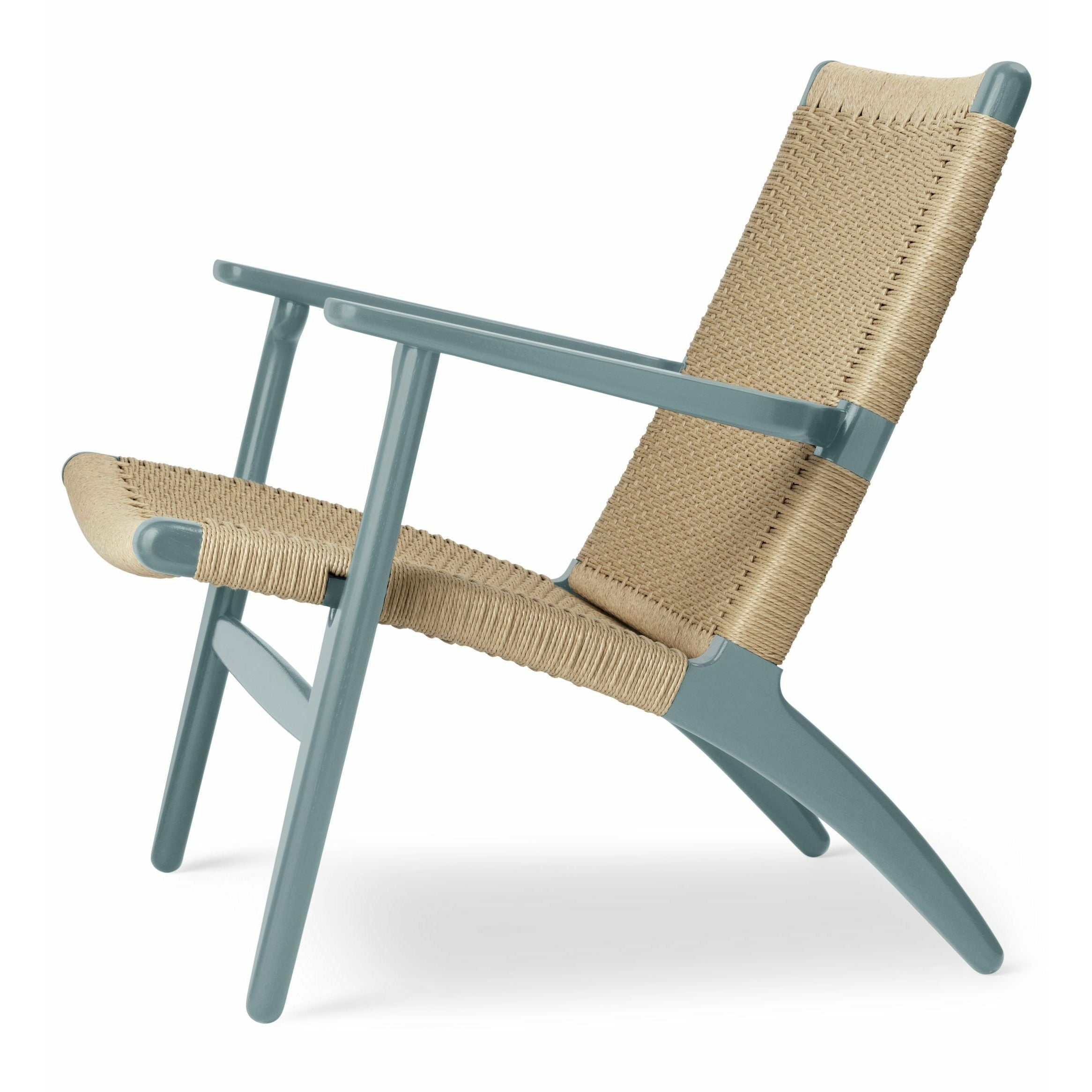 Carl Hansen CH25 sedia da salone in quercia, blu peltro/tessuto naturale