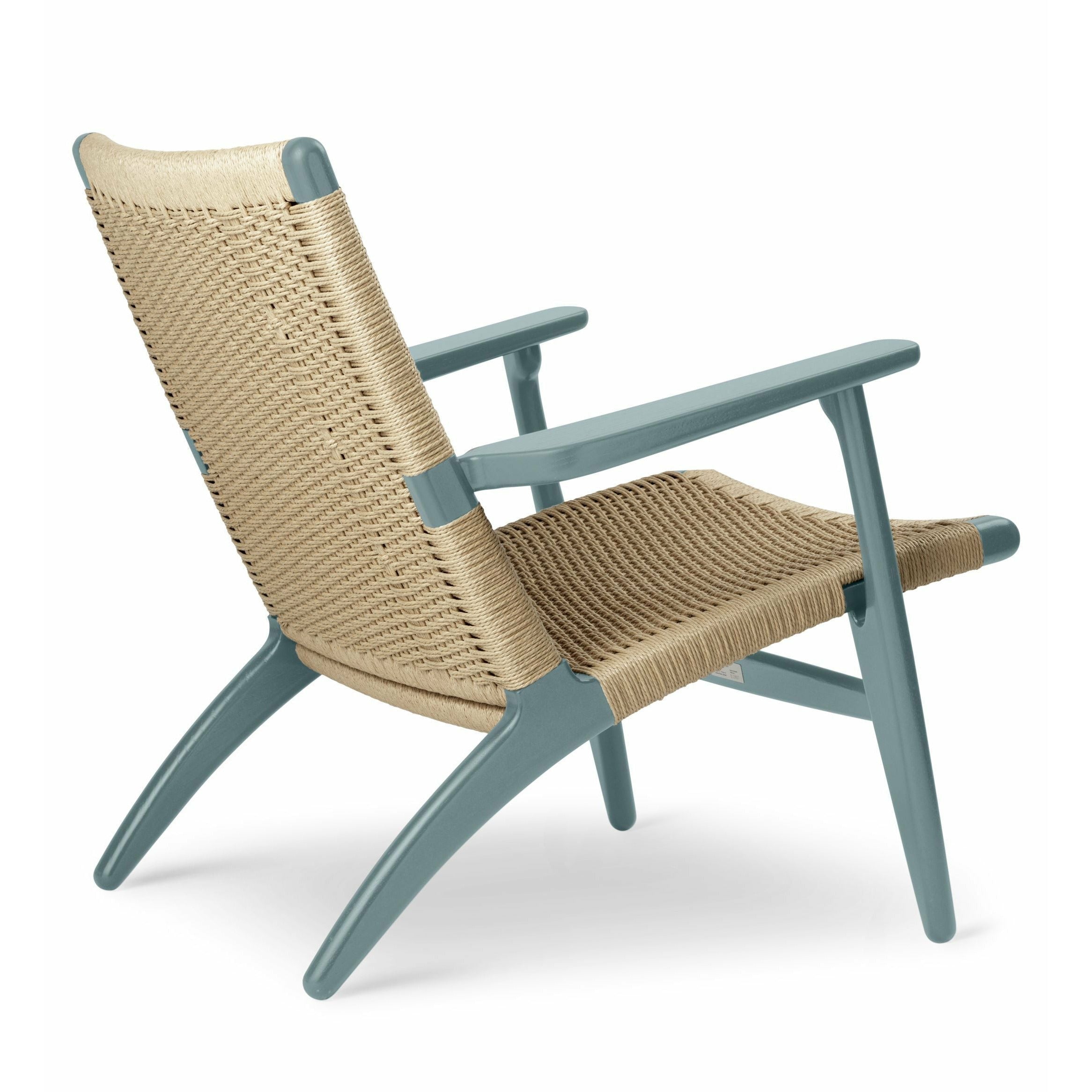 Carl Hansen CH25 sedia da salone in quercia, blu peltro/tessuto naturale