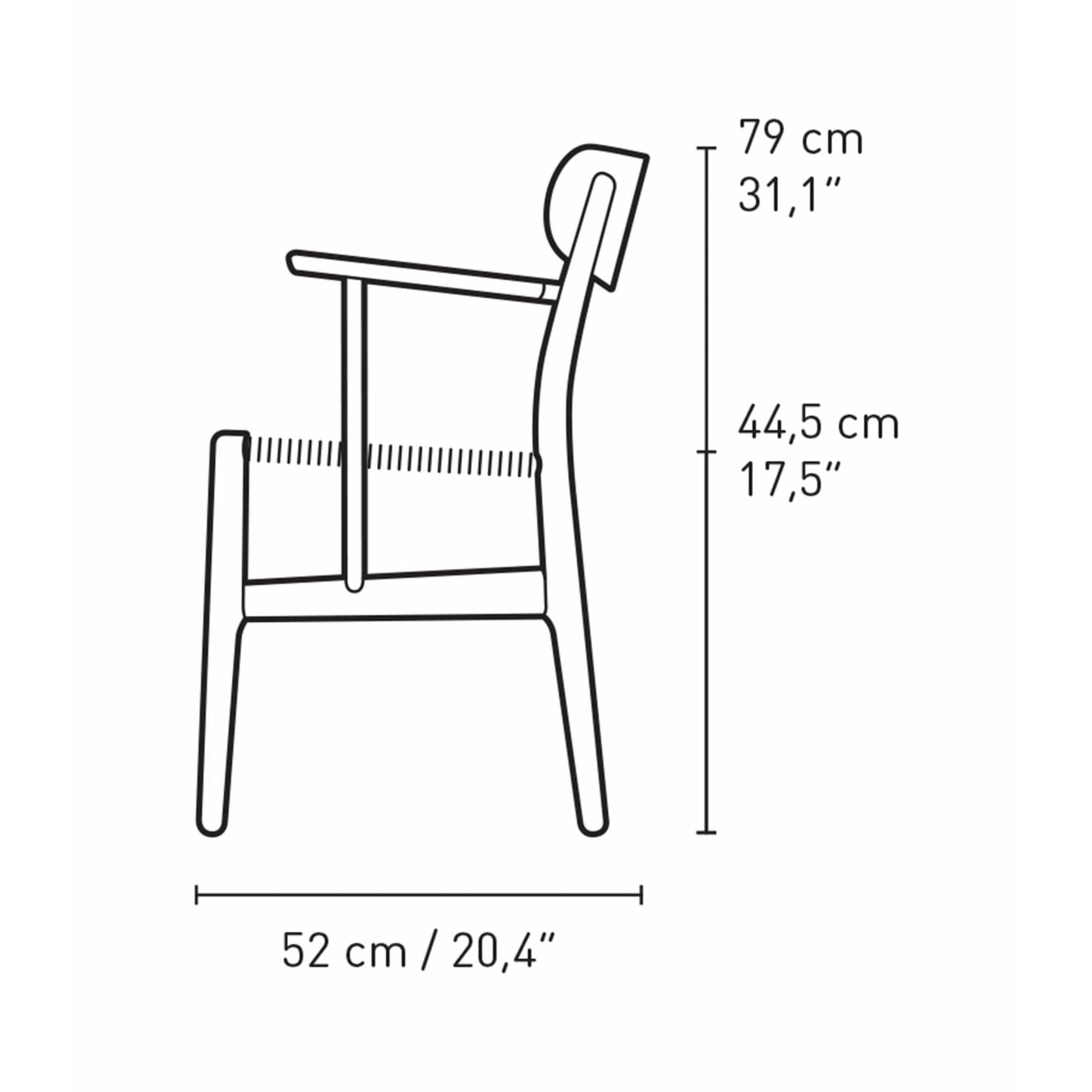 Carl Hansen CH26 stoel eiken, tin blauw/natuurlijk geweven