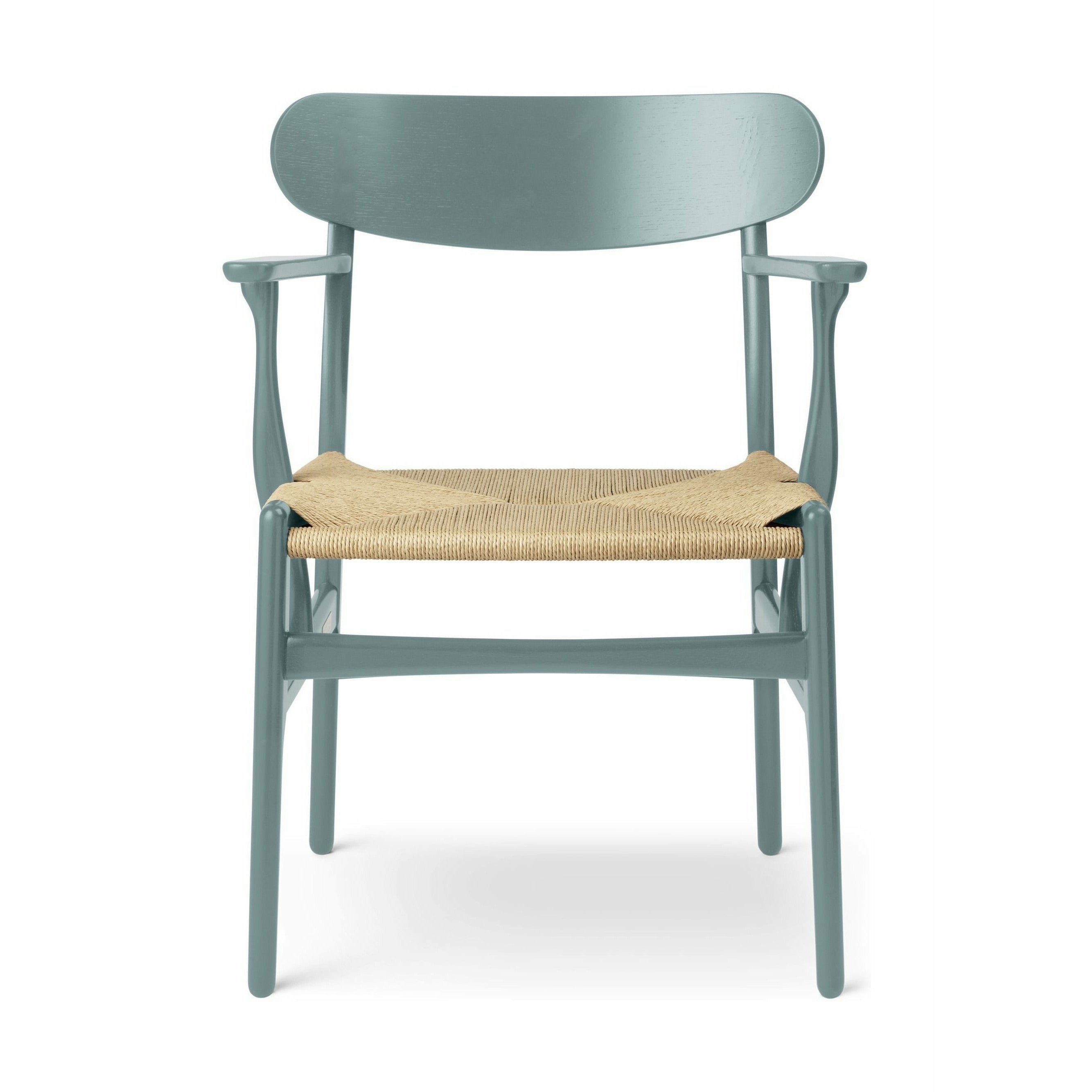 Carl Hansen CH26 stoel eiken, tin blauw/natuurlijk geweven