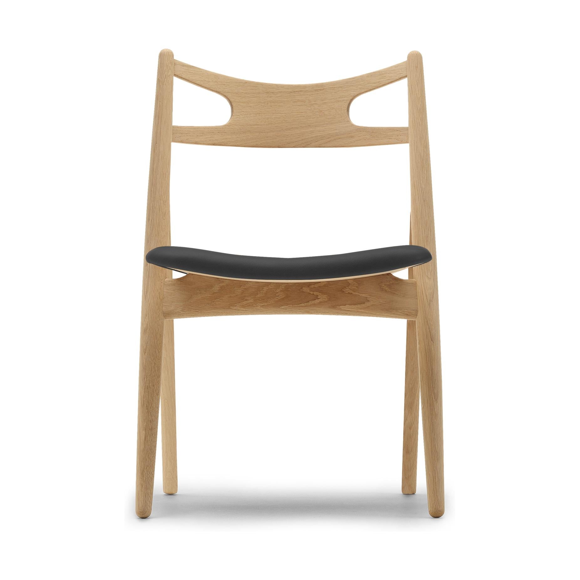 Carl Hansen CH29 P sedia a sedere, quercia oliata/pelle nera