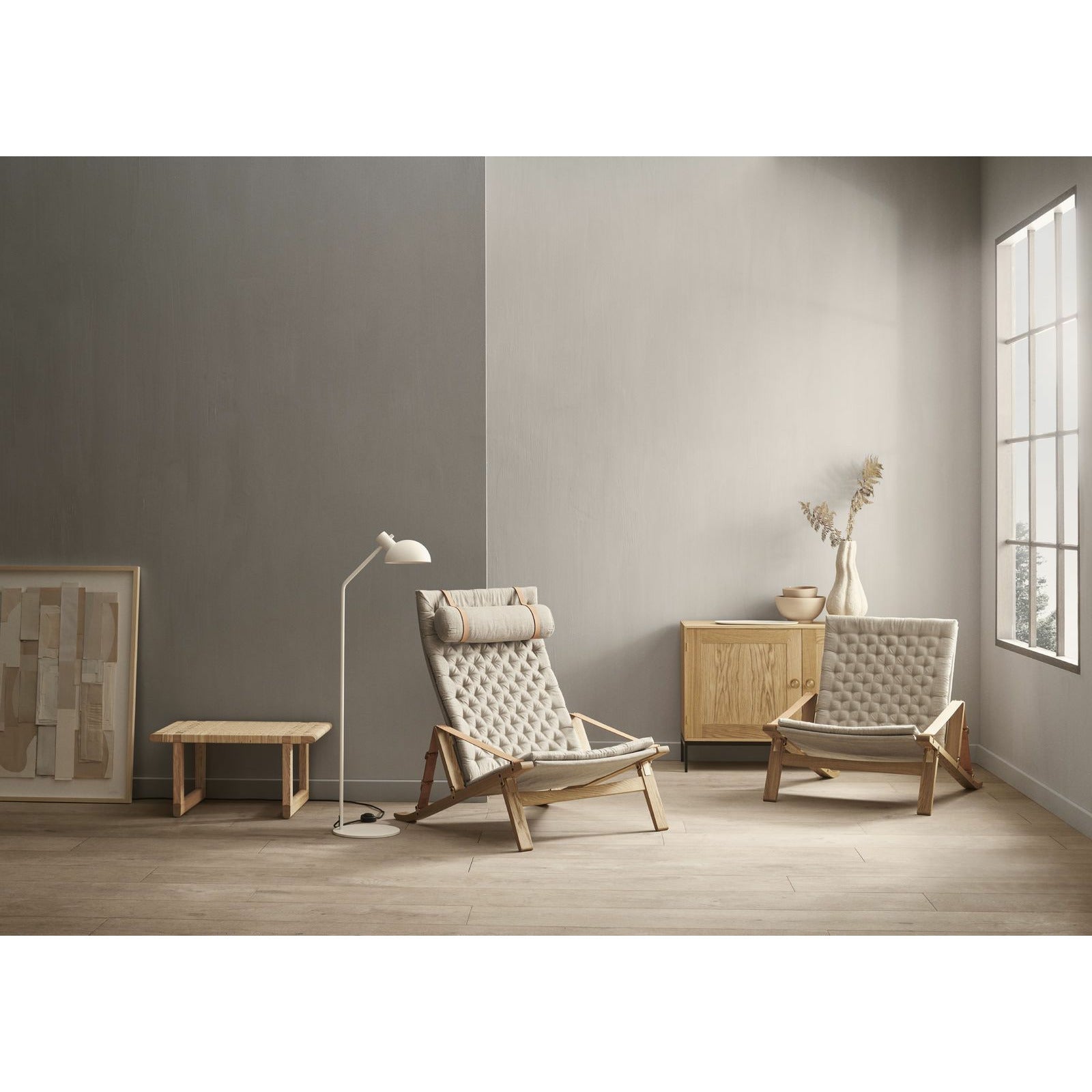 Carl Hansen Fk11 plica stoel eiken geolied/canvas, natuurlijk