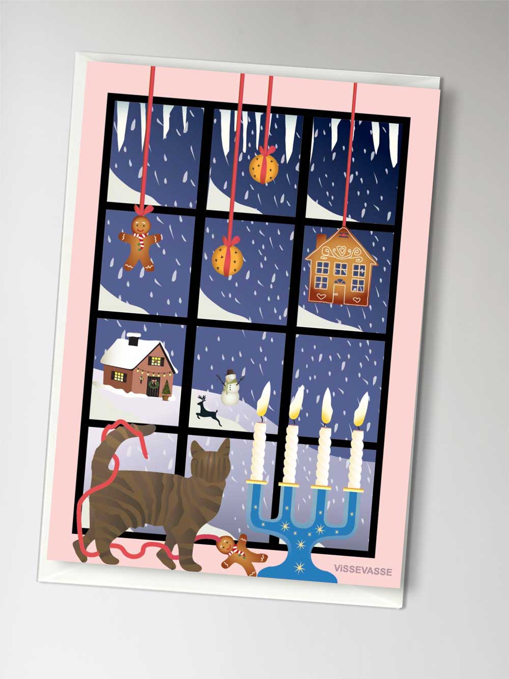 Vissevasse Carte de vœux de la fenêtre de Noël A7