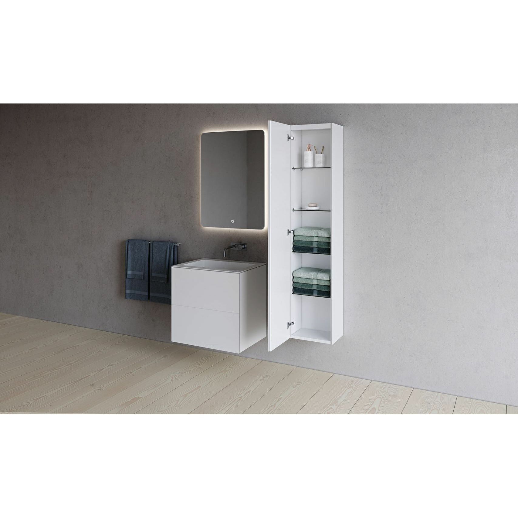 Copenhague Bath SQ2 Doble gabinete con lavado central, L60 cm
