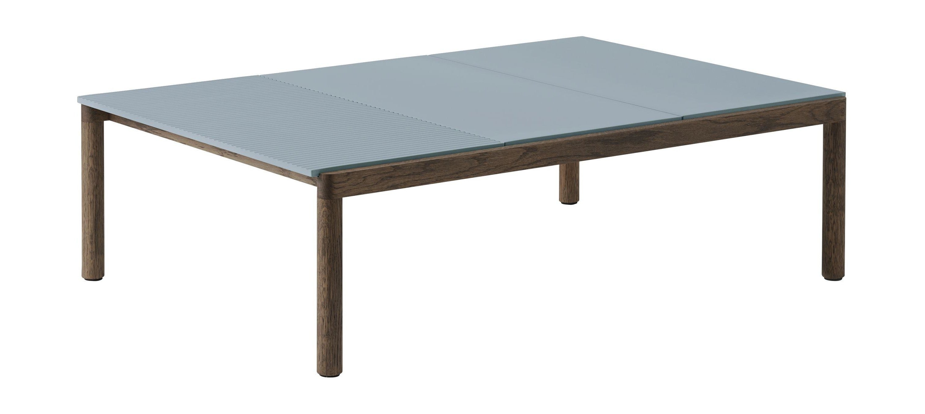 Tavolino di coppia Muuto 2 semplice 1 ondulato blu chiaro/olio scuro, 120 x 84 x 35 cm
