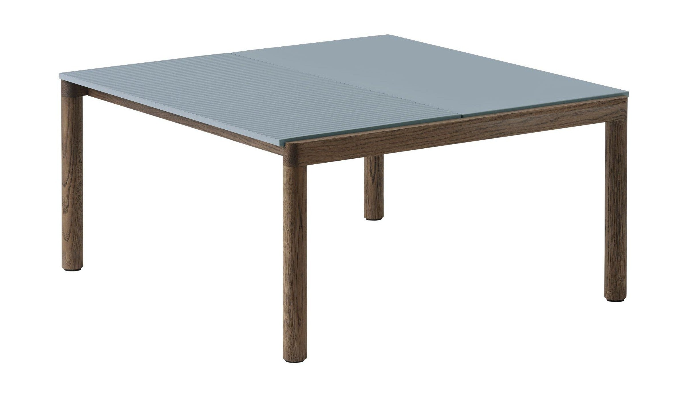 Muuto pareja mesa de café 1 Plain 1 ondulada azul claro/roble engrasado oscuro, 80 x 84 x 40 cm
