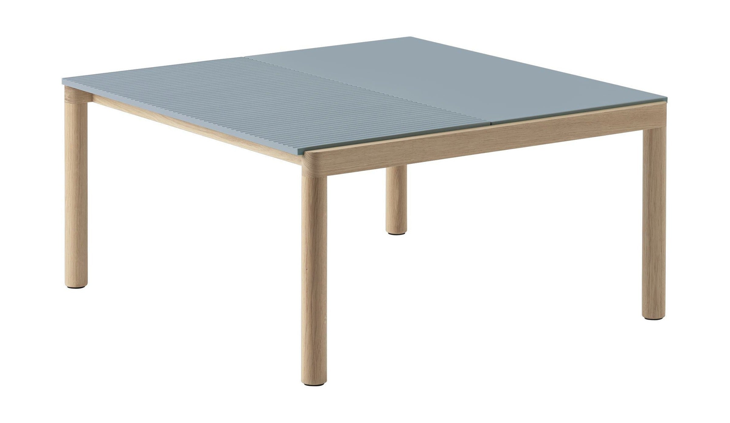 Muuto Paar salontafel 1 gewoon 1 golvende lichtblauw/eiken, 80 x 84 x 40 cm