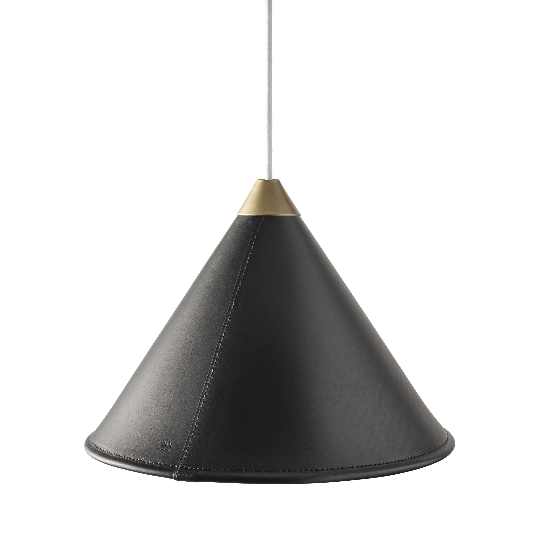 Cuero Namibie Pendant Ø 25 cm, noir / laiton avec câble blanc