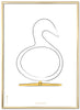 Brainchild Swan Design Schets Poster Frame Van Messing Gekleurd Metaal 30x40 Cm, Witte Achtergrond