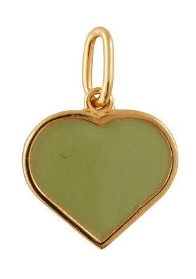 Hönnunarbréf enamel hengiskraut Big Heart Gold, stökkur grænn