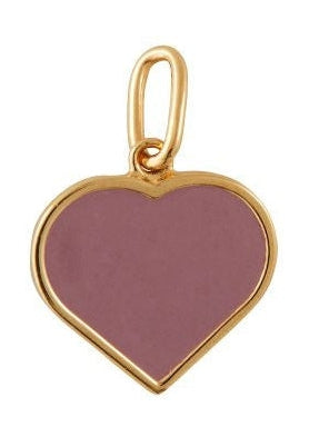 Lettere di design smalto pendente grande cuore oro, polveroso viola